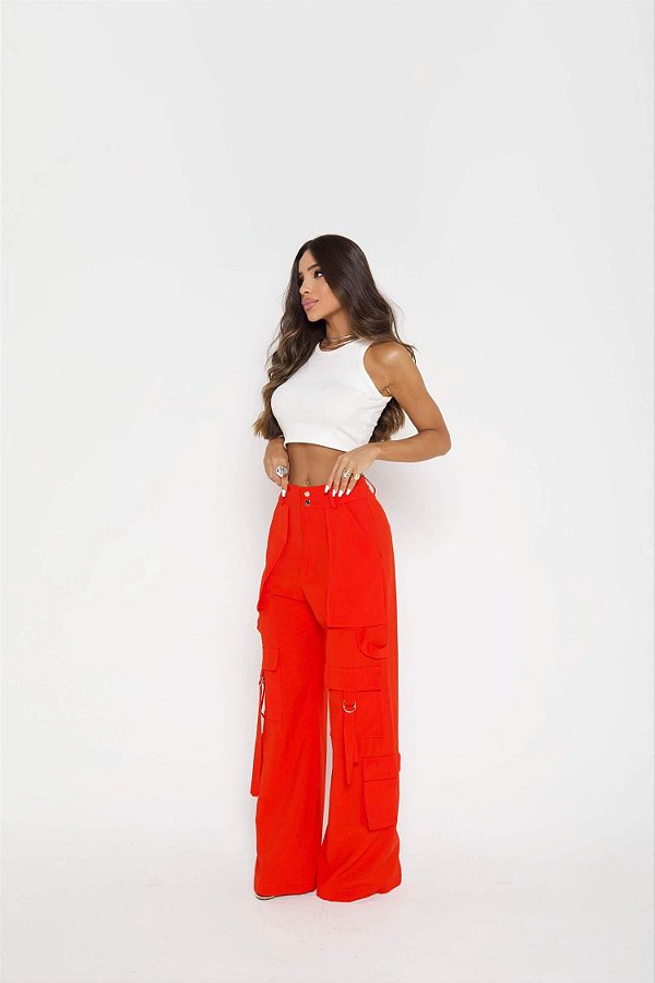 Calça Cargo Max Colors - Vermelho
