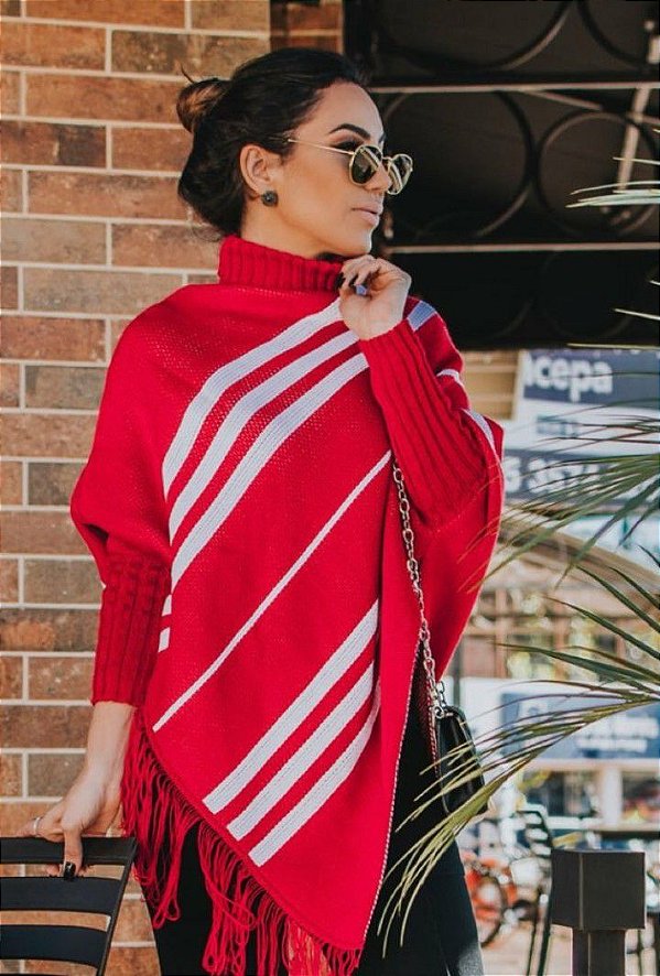 Poncho Stripes - Vermelho