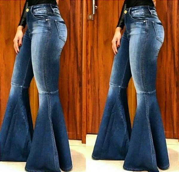 Calça jeans mega flare