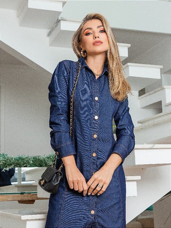 Saia midi jeans - Madame Ninna - loja online de confeccções femininas