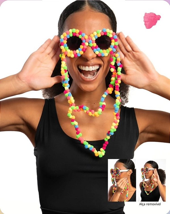 Óculos colorido carnaval com alça removivel