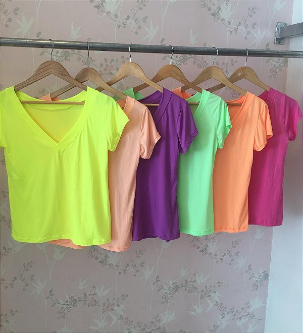 T-shirt podrinha em poliamida - Amarelo Neon - Madame Ninna - loja online  de confeccções femininas