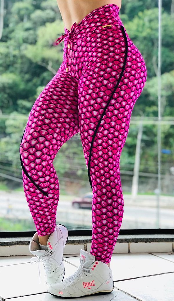 Calça legging fitness levanta bumbum estampa pink 3D - tamanho único