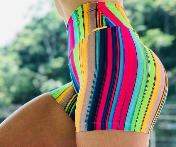 Shorts fitness levanta bumbum estampa multi colors