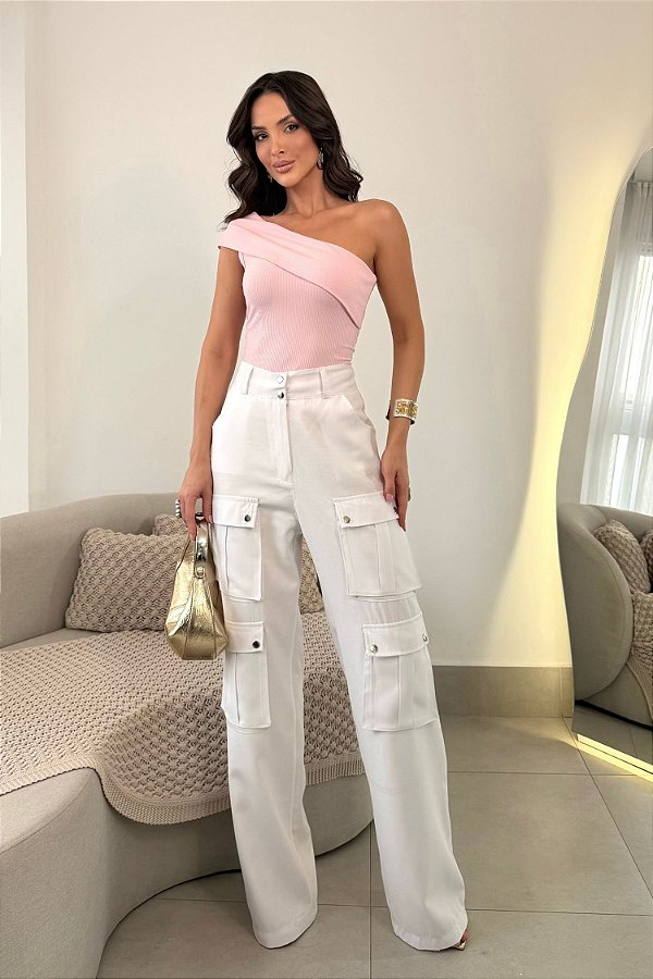 Calça cargo offwhite