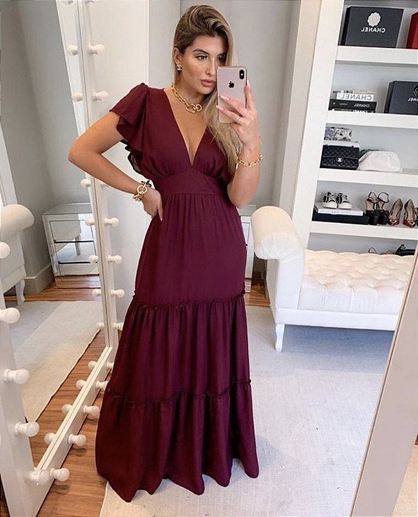 Longo Crepe Lili - Vinho