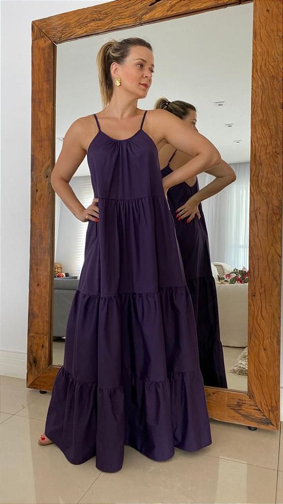 Vestido Longo Camadas - Uva