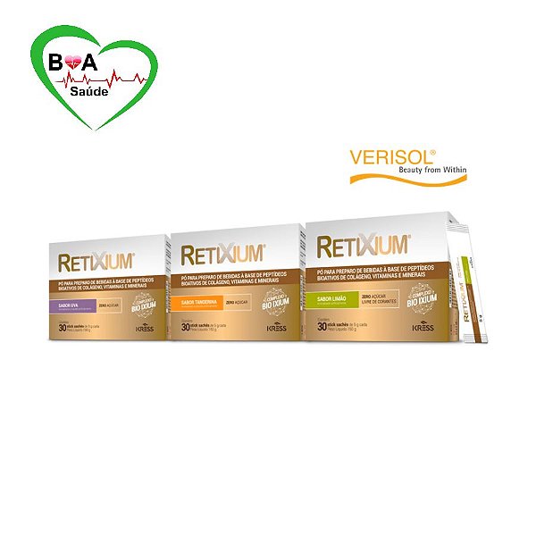 RETIXIUM COLÁGENO EM PÓ MAIS VITAMINAS E MINERAIS COM 30 STICK SACHÊS