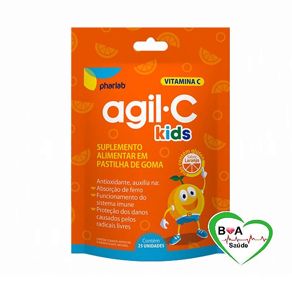 AGIL C KIDS 30 MG VITAMINA C INFANTIL SUPLEMENTO ALIMENTAR COM 25 GOMAS