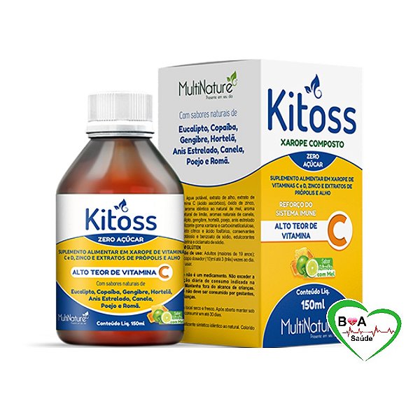 KITOSS XAROPE COMPOSTO MEL PROPOLIS E ALHO E VITAMINAS 150 ML SEM ACUCAR SABOR LIMAO MEL MULTINATURE