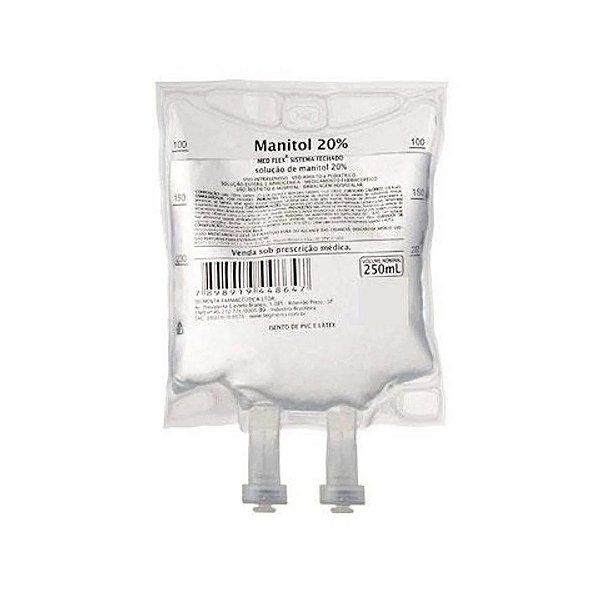 SORO DE MANITOL 20% 250ML USO HOSPITALAR INTRAVENOSO BOLSA SISTEMA FECHADO CRISTALIA