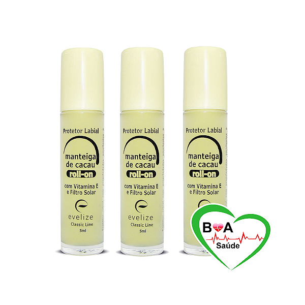 MANTEIGA DE CACAU TIPO BATOM KIT COM 3X3G UNIDADES EVELIZE BOA SAUDE