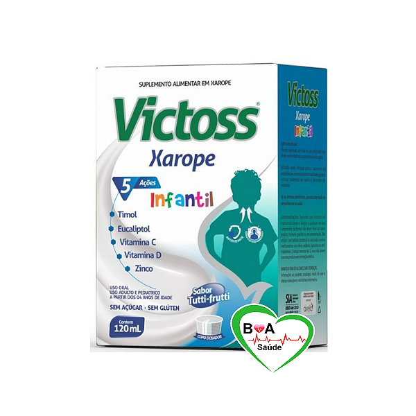 VICTOSS XPE  INFANTIL 120ML SUP DE  EUCALIPTO+ VITAMINA C+ARGININA  MENTOLADO SEM ACUCAR  E GLUTEN COM COPO DOSADOR