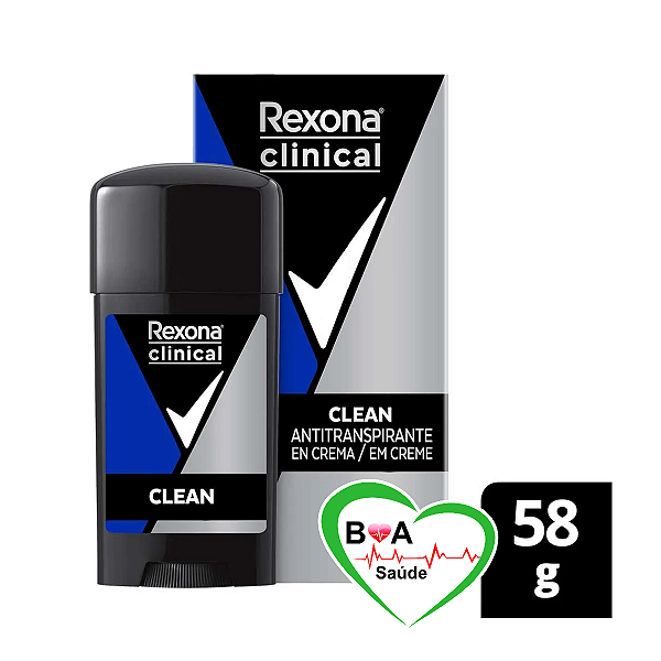 REXONA CLINICAL CLEAN MEN AZUL 58 G NOVA FORMULA ANTITRANSPIRANTE EM CREME