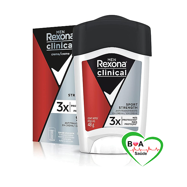 ANTITRANSPIRANTE EM CREME REXONA CLINICAL CLEAN MEN SPORT STRENGHT VERMELHO 48 G Formula Antiga