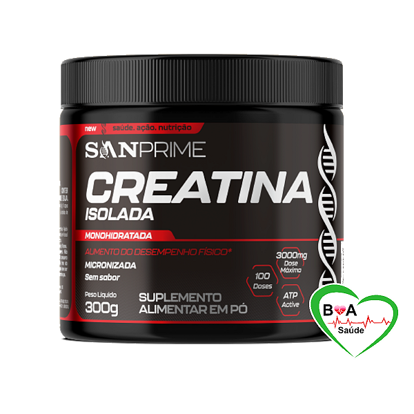 CREATINA ISOLADA SEM SABOR 300 GRAMAS SANPRIME BOA SAUDE SUPLEMENTOS