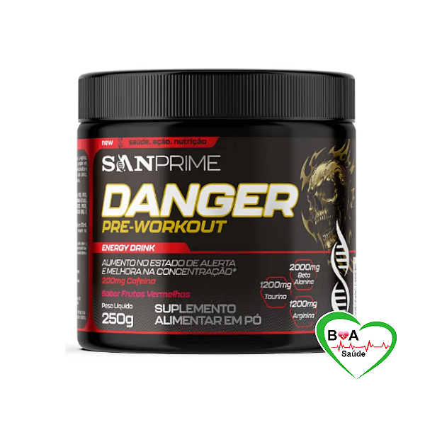 PRE TREINO WORKOUT DANGER 250 GRAMAS SANPRIME BOA SAUDE