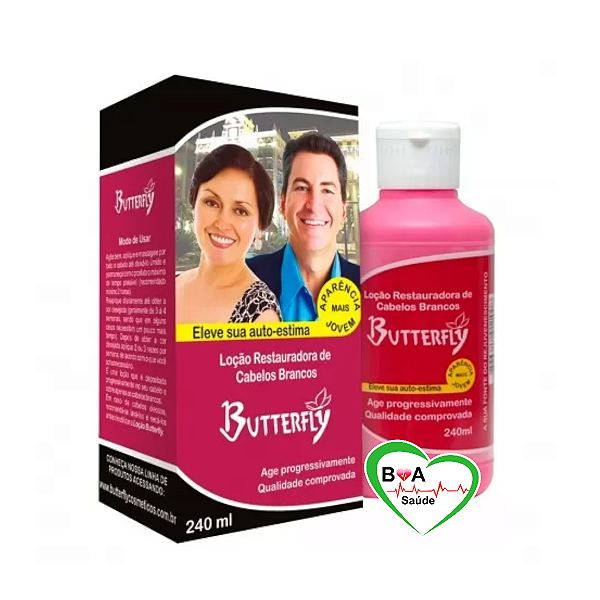 LOCAO RESTAURADORA DE CABELOS BRANCOS BUTTERFLY  240ml BOA SAUDE CAPILAR