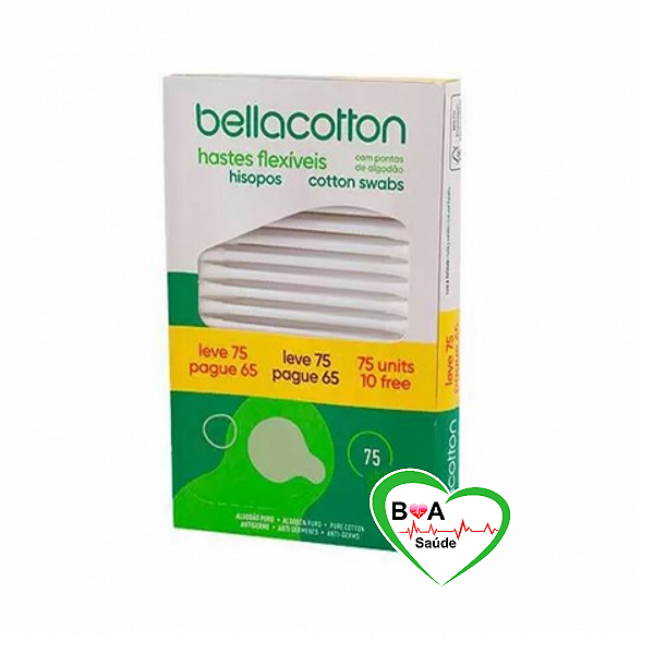 HASTES FLEXÍVEIS COM 75 BASTONETES PAGUE 65 BELLACOTTON COTONETES BOA SAÚDE PERFUMARIA