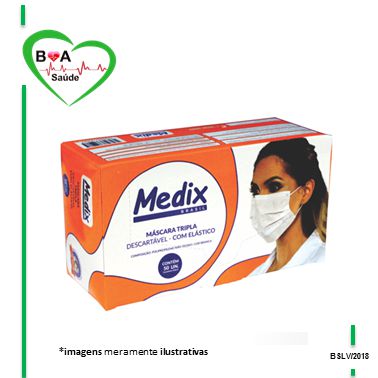 MASCARA CIRURGICA TRIPLA DESCARTAVEL C/ ELASTICO C/50UNID