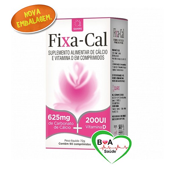 FIXA CAL 625mg CARBONATO DE CÁLCIO 600 + VITAMINA D COM 90 COMP BOA SAUDE