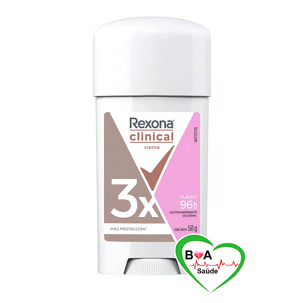 REXONA CLINICAL ROSA  NOVA FORMULA 58 G ANTITRANSPIRANTE EM CREME