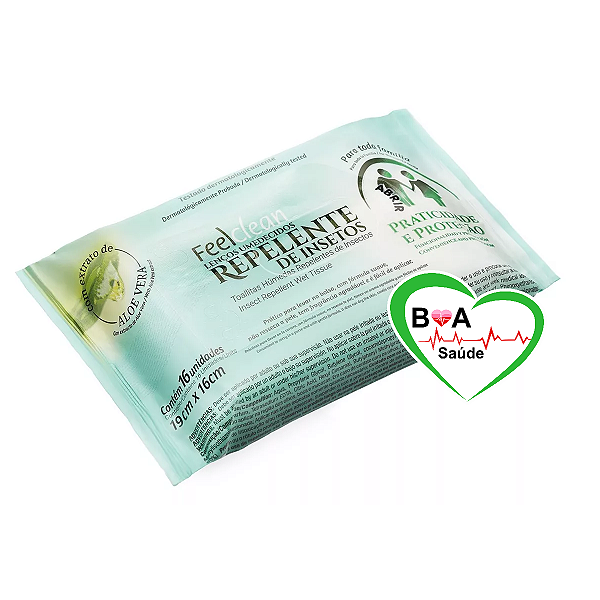 TOALHA REPELENTE DE INSETOS LENCO UMEDECIDO FEELCLEAN C/16 UNDS