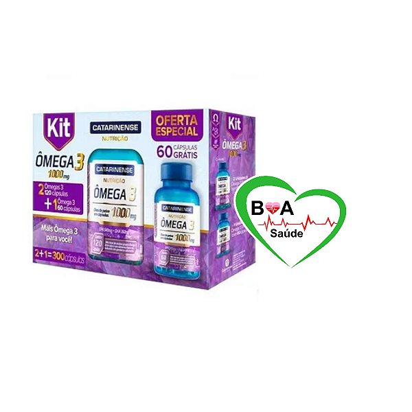 KIT OMEGA 3 1000 MG 2X1 C/300 CAPS CATARINENSE PHARMA NUTRICAO BOA SAUDE