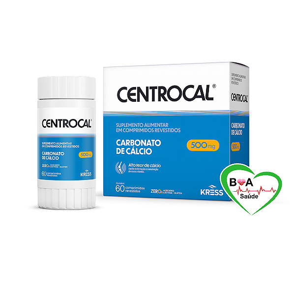 CENTROCAL CARBONATO DE CALCIO 500MG PURO COM 60 COMP ORIGINAL KRESS