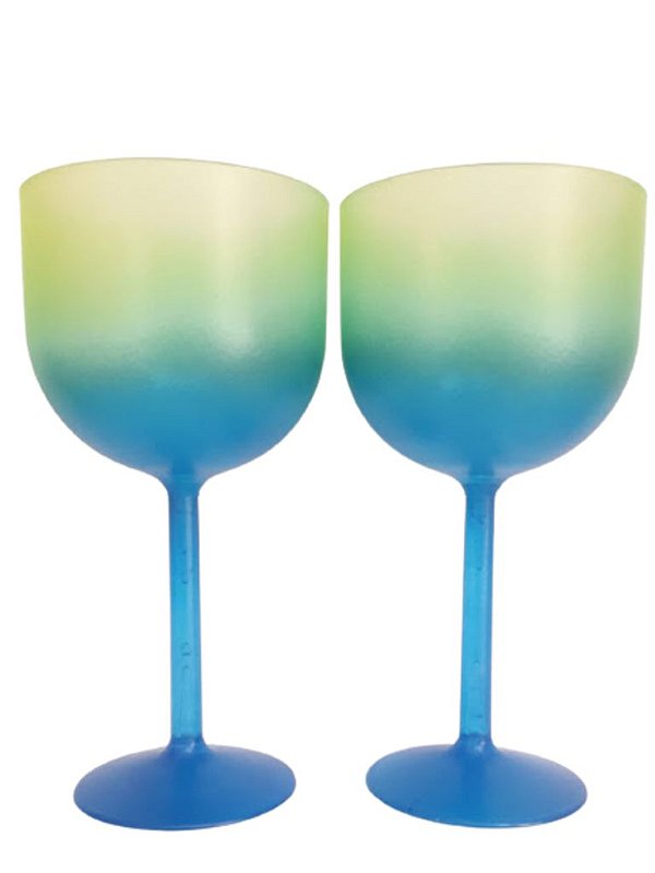 Taça de Gin Fosca Bicolor Amarela Azul de 500 ml