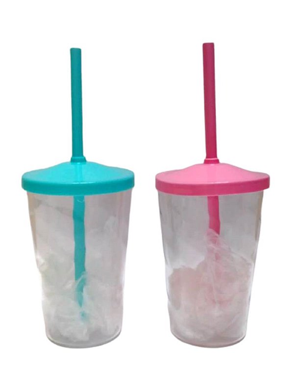 20 Copos twister De 500 ml Em Acrílico Com Tampa e Canudo Várias Cores Sem Estampa