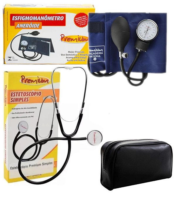 Kit Enfermagem Aparelho De Pressão Esfigmomanometro + Estetoscópio Simples Premium