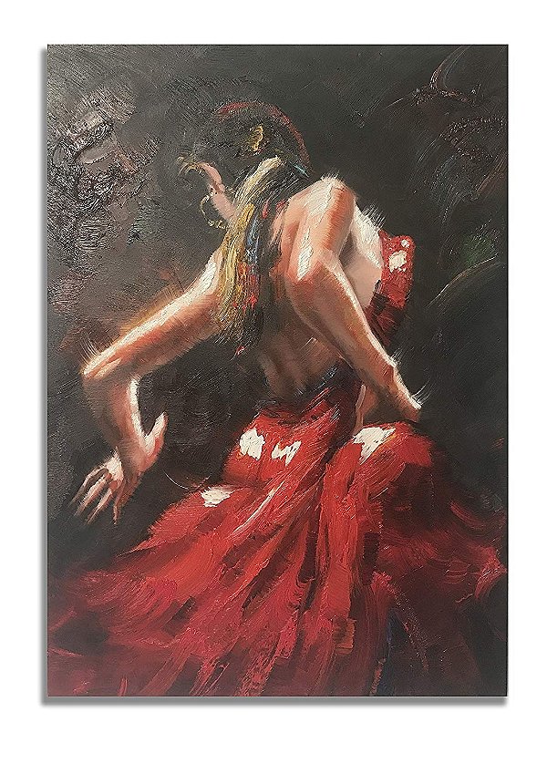 Quadro Pintura Tela senhora dança flamenco moderna 5106