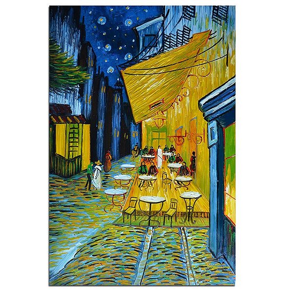 Quadro Pintura Tela noite van terraço gogh café Quarto 5131