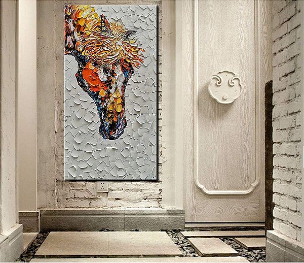 Quadro Pintura Tela horse hotel textured clear decor 5158