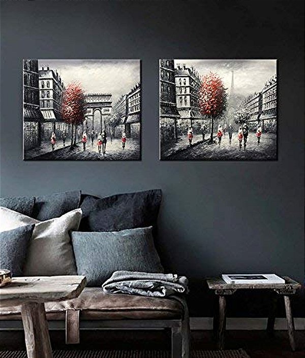 Quadro Pintura Tela pairs romântico houseward street 5168