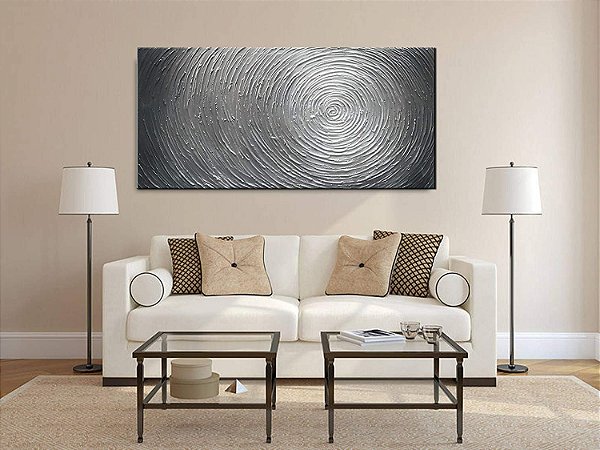 Quadro Pintura Tela multi-prata moderna círculo 5205