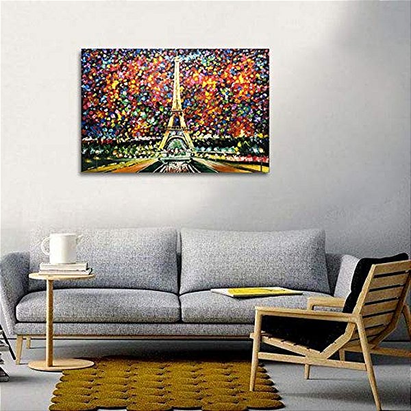 Quadro Pintura Tela colorida torre eiffel óleo óleos 5255