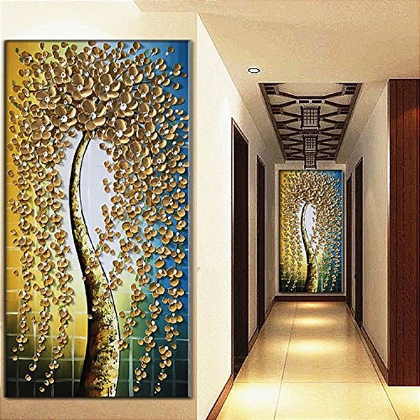 Quadro Pintura Tela ouro modernas árvore outono baixo 5315