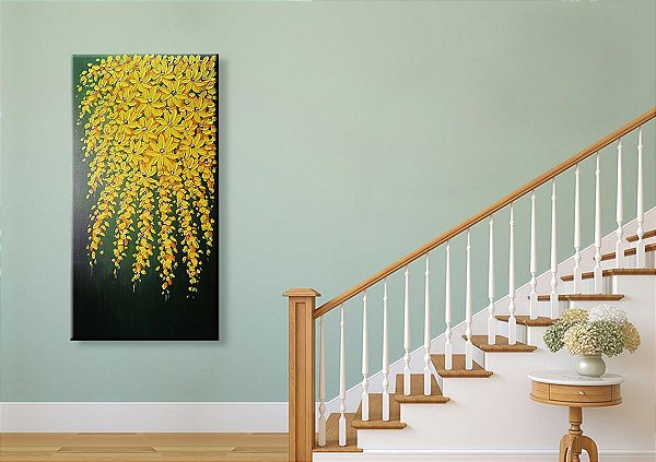 Quadro Pintura Tela economize emoldurado amarelo nós) 5343