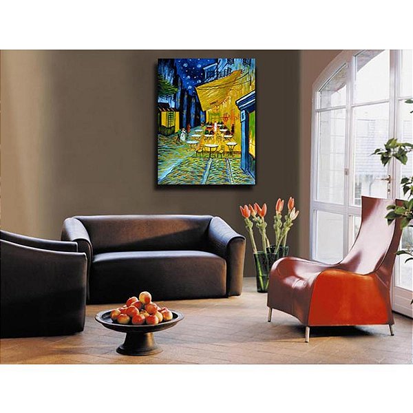 Quadro Pintura Tela van óleo reproduções gogh terraço 5428