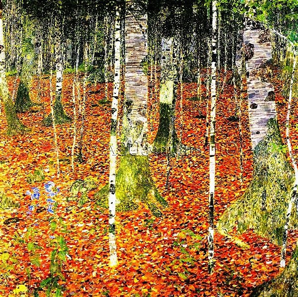 Quadro Pintura Tela forest réplica birch finala klimt 5489