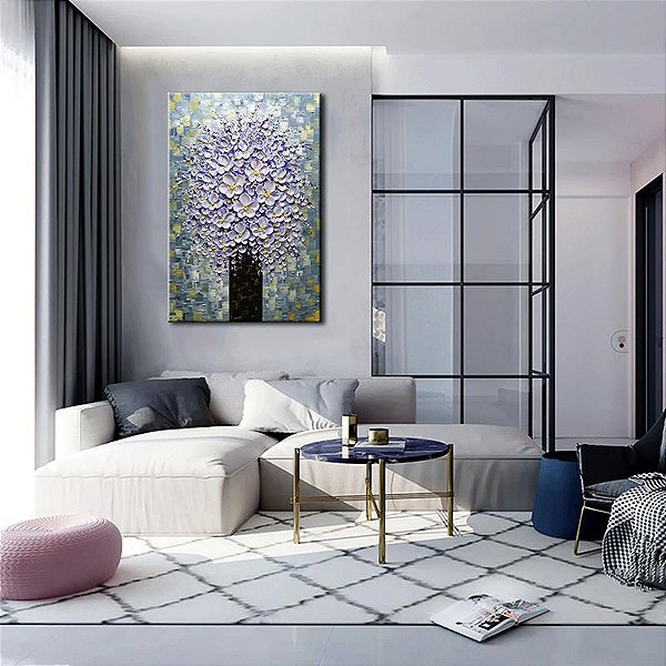 Quadro Pintura Tela roxas marrom estudo petals tronco 5521