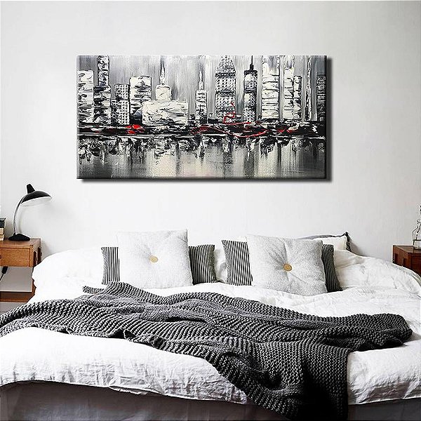 Quadro Pintura Tela cidade cidade abstrata moderna 5545