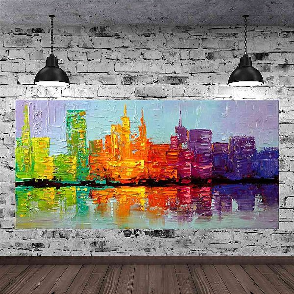 Quadro Pintura Tela Cidade Paisagem Urbana 2417