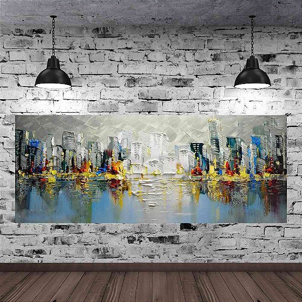 Quadro Pintura Tela Cidade Paisagem Urbana 2441