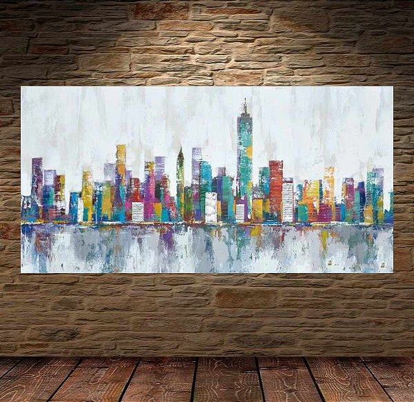 Quadro Pintura Tela Cidade Paisagem Urbana 2444