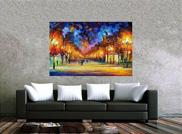 Quadro Pintura Tela Cidade Paisagem Urbana 4023