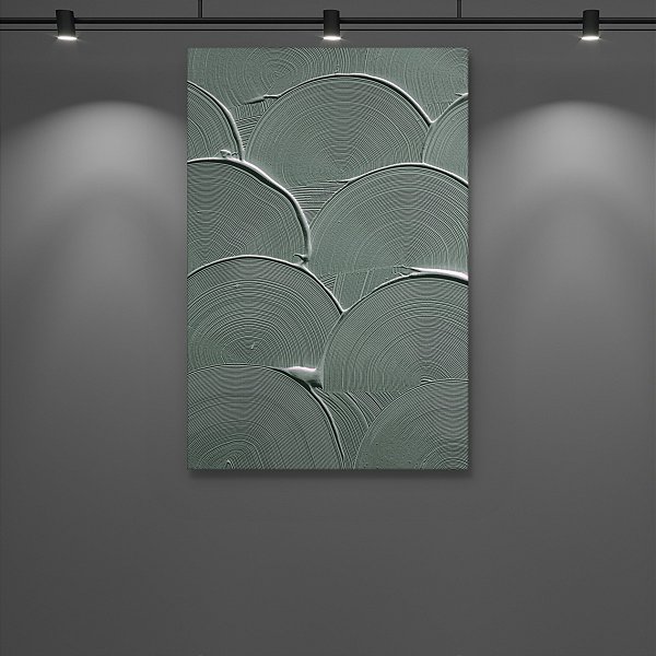 Quadro Decorativo Abstrato Arcos Texturizados Verde Sálvia Moderno 6010