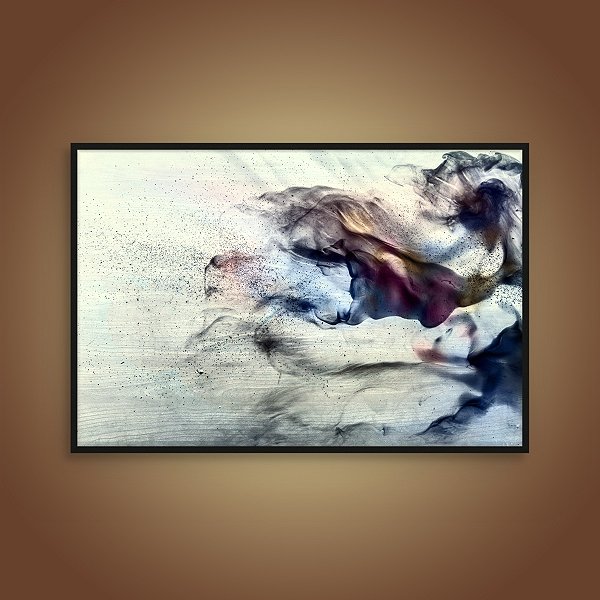 Quadro Decorativo Abstrato Fumaça Colorida Tinta na Água Movimento 6096